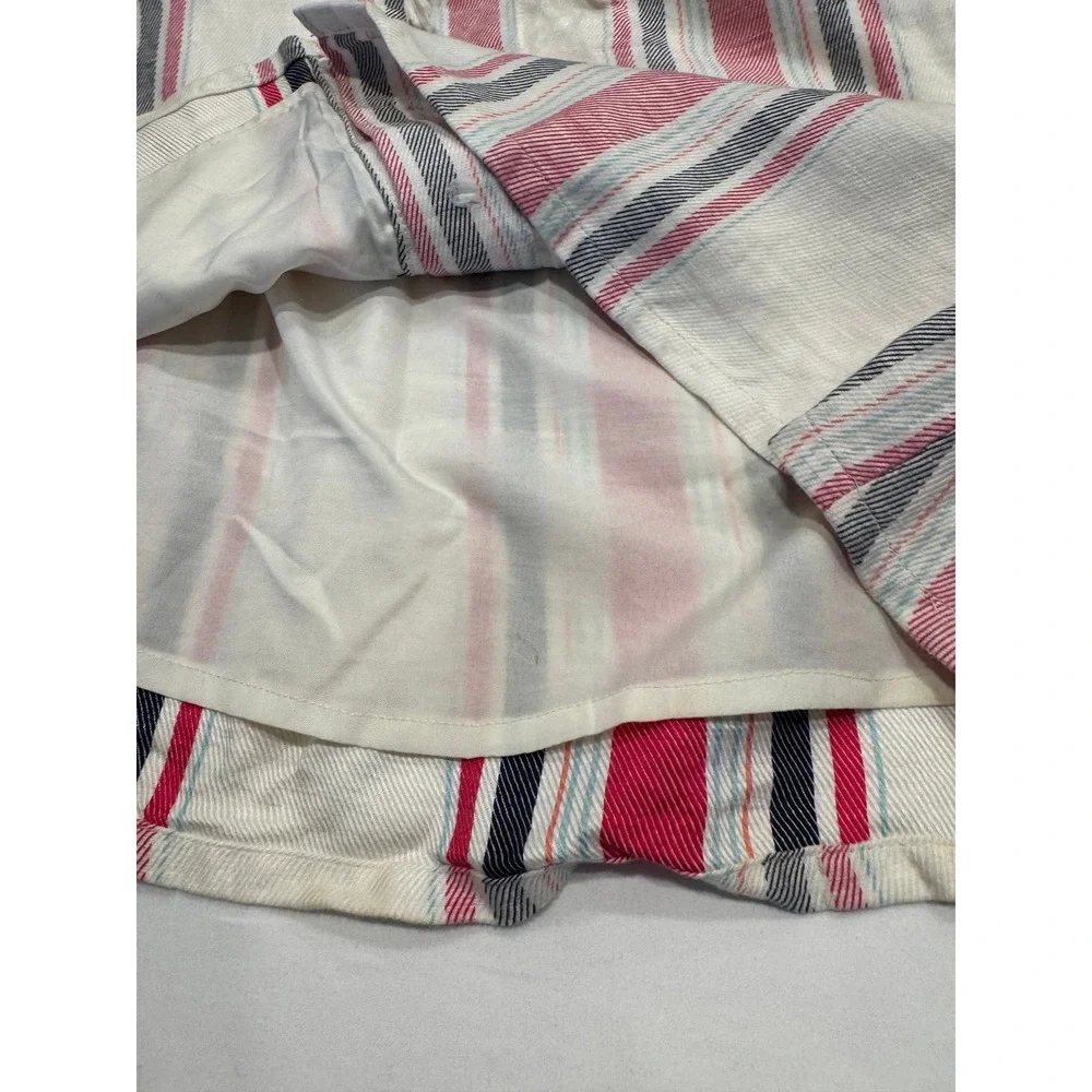 Cupcakes and Cashmere Striped Mini Skirt Drawstring Pockets Small Pink White